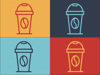 Çikolata Kahvesi Logo Şablonu, Kupa Düz Simgesi, Kafe, Sıcak