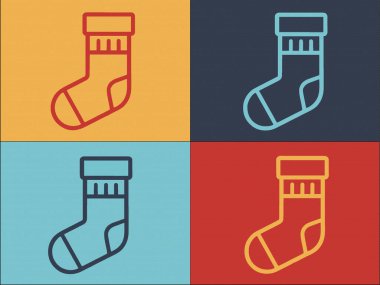 Noel Çorap Logosu Şablonu, Tatilin Basit Düz Simgesi, Kış, Noel