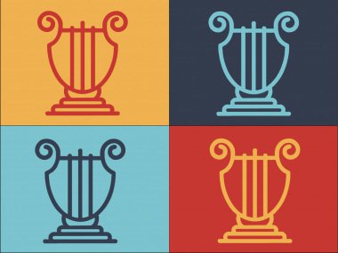 Chord Harp Logo Şablonu, Basit Düz Müzik Simgesi, Konser, Akort