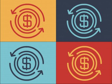 Çember Dolarlık Logo Şablonu, Simgenin Basit Düz Simgesi, Para Birimi, Dolar