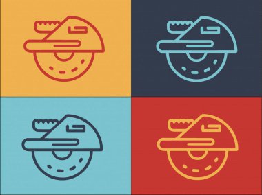 Dairesel Testere Logo Şablonu, Basit Düz Testere Simgesi, Ekipman, Endüstri