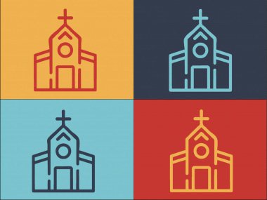 Şehir Kilisesi Logo Şablonu, Kilisenin Basit Düz Simgesi, Şehir, Şehir