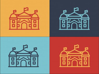 Şehir Hükümeti Logo Şablonu, Hükümetin Basit Düz Simgesi, Şehir, Bina