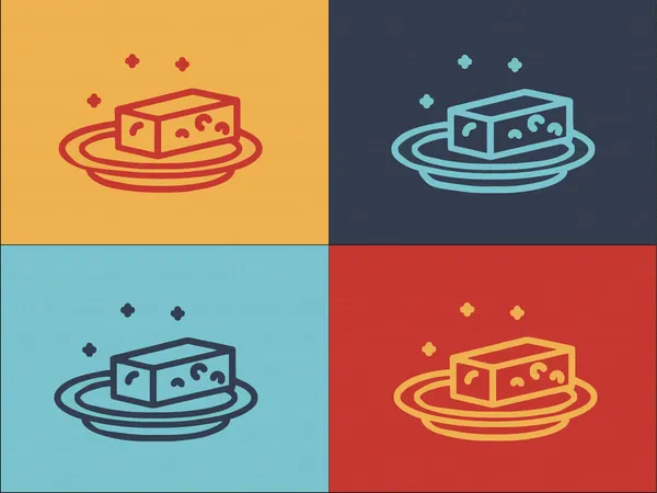 Сыр Блюдечке Логотип Шаблон Простая Плоская Икона Еды Гурман Бри — стоковый вектор