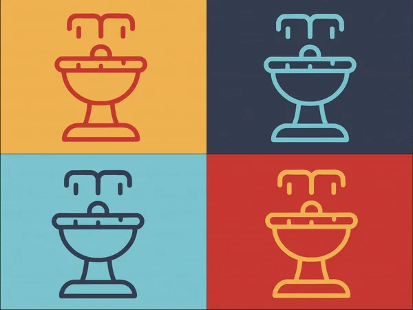 Modelo Logotipo Fonte Cidade Ícone Liso Simples Fonte Água Parque —  Vetores de Stock