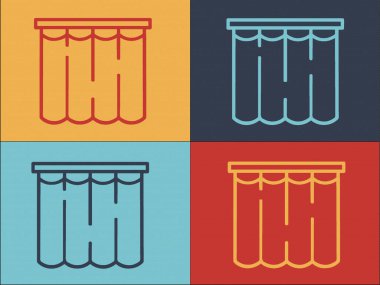 Temiz Duş Perdesi Logosu Şablonu, Banyo Basit Düz Simgesi, Temiz, Duş