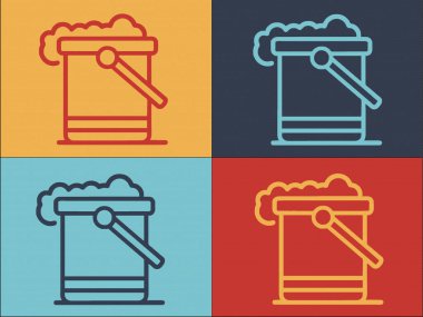 Temizleme Kova Logosu Şablonu, Basit Düz Ekipman Simgesi, Kova, Ev İşi