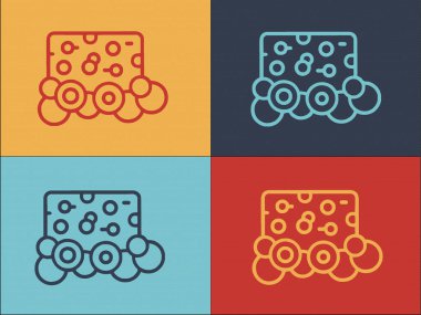 Temizleme Süngeri Logosu Şablonu, Süngerin Basit Düz Simgesi, Temizleyici, Temizleyici