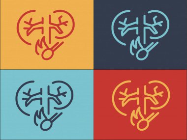 İklim Yangını Logo Şablonu, Wildfire 'ın Basit Düz Simgesi, Duman, Yıkım