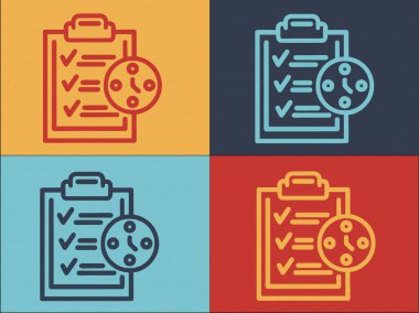 Pano Zaman Yönetimi Logo Şablonu, Zamanın Basit Düz Simgesi, İş, Pano