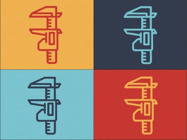 Kapatma Kalifiye Logo Şablonu, Kapanışın Basit Düz Simgesi, Kaliper, Aracı