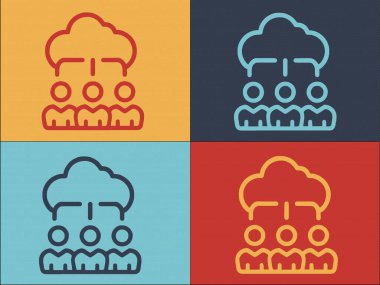Bulut Müşteri Veritabanı Logo Şablonu, Teknolojinin Basit Düz Simgesi, Veritabanı, Müşteri