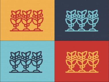 Kahve Bitkileri Logo Şablonu, Basit Düz Kahve Simgesi, Bitki, Ağaç