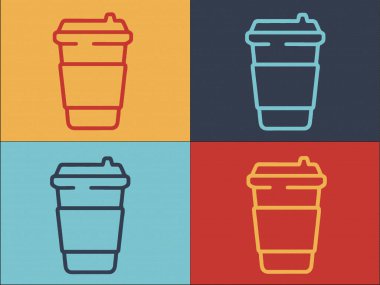 Kahve Paketi Logo Şablonu, Basit Düz Kahve Simgesi, İçecek, Kafe