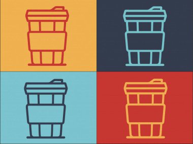 Kahve Logosu Şablonu, Basit Düz Kahve Simgesi, İçecek, Arkaplan