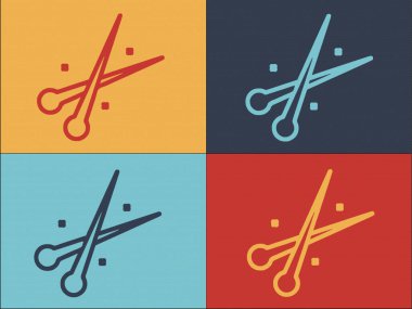 Kuaför İğnesi Logo Şablonu, Basit Düz Kuaför Simgesi, Moda, Siyah