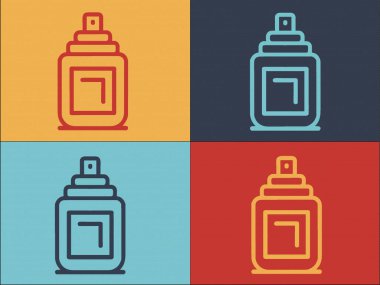 Saç spreyi logosu şablonu, püskürtmenin basit düz simgesi, kuaför, saç