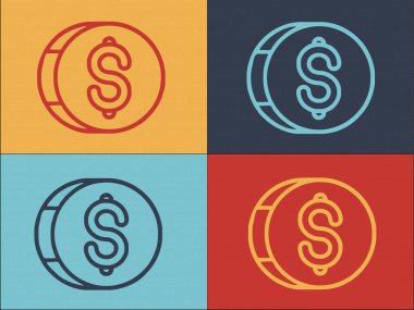 Dolarlık Logo Şablonu ile Bozuk Para, Para, İş, Dolar Simgesi