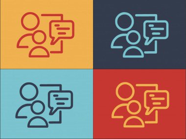 Meslektaşlar arası Sohbet Logosu Şablonu, İletişim, İş Dünyası, İnsanlar