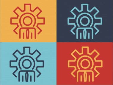 İş arkadaşı Gear Logosu Şablonu, Takımın Basit Düz Simgesi, Takım Çalışması, İş Dünyası