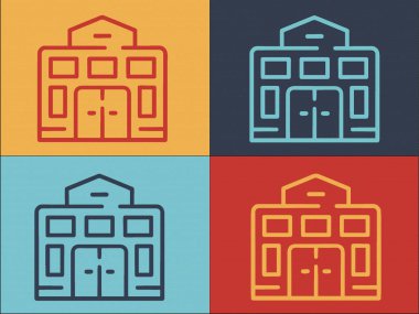 Üniversite Okul Binası Logo Şablonu, Bina, Üniversite, Okul Basit Düz Simgesi