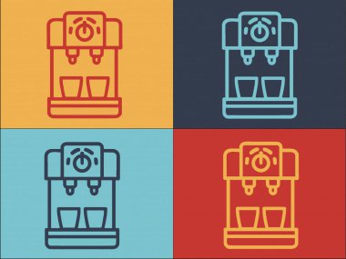 Kompakt Kahve Makinesi Logo Şablonu, Makine 'nin Basit Düz Simgesi, İçecek, Kompakt