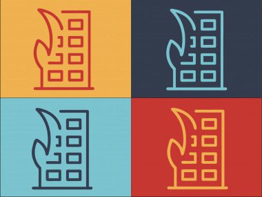 Zarar görmüş Bina Logosu Şablonu, Binanın Basit Düz Simgesi, Tazminat, Ev