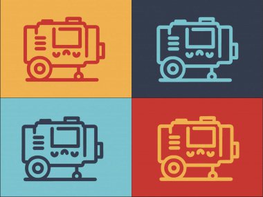 Kompresör Aracı Logo Şablonu, Basit Düz Kompresör Simgesi, Enstrüman, Ekipman