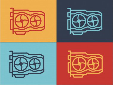 Bilgisayar Kart Logosu Şablonu, Bilgisayarın Basit Düz Simgesi, Görüntü, Kart