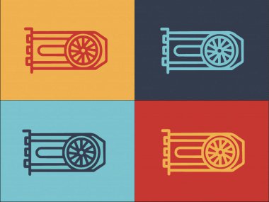 Bilgisayar Grafik Kartı Logo Şablonu, Bilgisayarın Basit Düz Simgesi, Teknoloji, Kart
