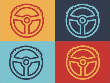 Bilgisayar Direksiyon Logosu Şablonu, Direksiyonun Basit Düz Simgesi, Tekerlek, Araba