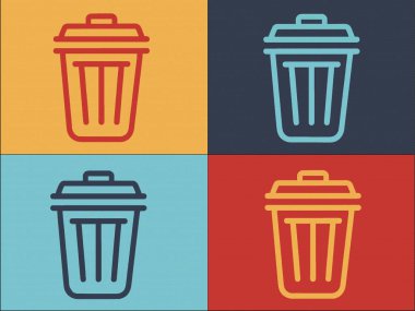 Bilgisayar Çöp Logosu Şablonu, Bilgisayarın Basit Düz Simgesi, Çöp, Geri Dönüşüm