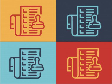 Kontrat ve Damga Logosu Şablonu, Belgenin Basit Düz Simgesi, Anlaşma, Damga