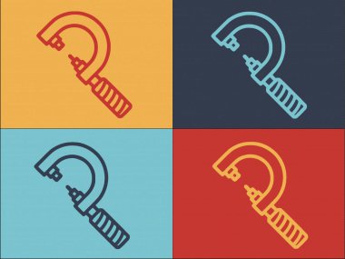 Mikrometre Logo Şablonu Kontrol, Mikrometrenin Basit Düz Simgesi, Kontrol, Endüstriyel