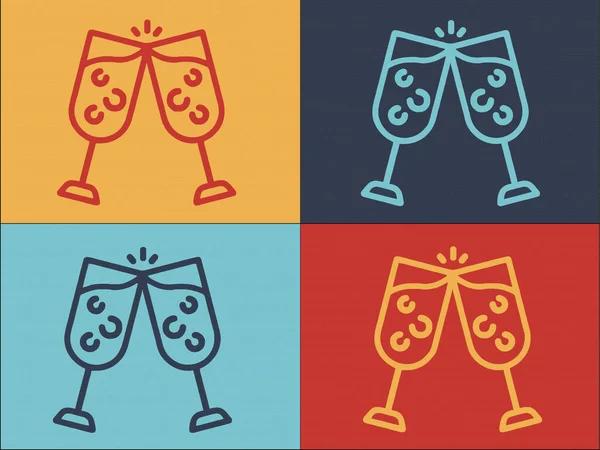 Clink Glasses Logo Template Eenvoudige Flat Icon Van Alcohol Feest — Stockvector