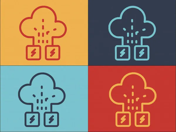 Cloud Memory Attack Logo Vorlage Einfache Flache Ikone Der Wolke — Stockvektor