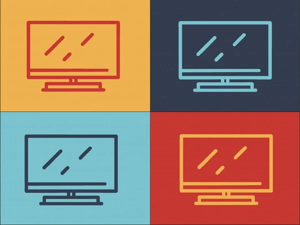 Computer Bildschirm Monitor Logo Vorlage Einfache Flache Ikone Der Technologie — Stockvektor