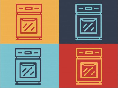 Cooker Soba Logo Şablonu, Basit Düz Aşçı Simgesi, Mutfak, Soba