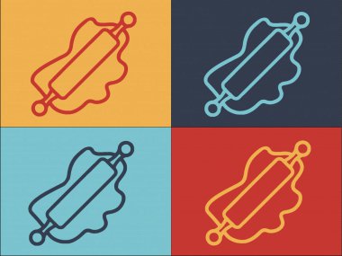 Pişirme Baterisi Logo Şablonu, Basit Düz Aşçılık Simgesi, Yemek, Kek