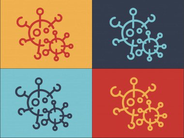 Coronavirus Bakteri Logo Şablonu, Virüsün Basit Düz Simgesi, Coronavirüs, Tıbbi Şablon