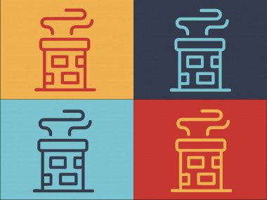 Cottage Chimney Logo Şablonu, Basit Düz Ev Simgesi, Kulübe, Ev