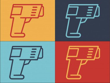 covid19 termometre silah simgesi renk arkaplan üzerinde izole 