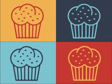 Kremalı Kek Logo Şablonu, Basit Düz Pasta Simgesi, Yiyecek, Tatlı