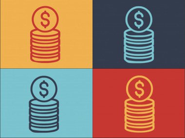 Kredi Para Yığını Logo Şablonu, Finans, Bankacılık, Para Basit Düz Simgesi