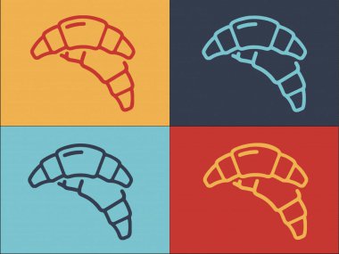 Kruvasan Logo Şablonu, Basit Düz Pasta Simgesi, Yiyecek, Fırın