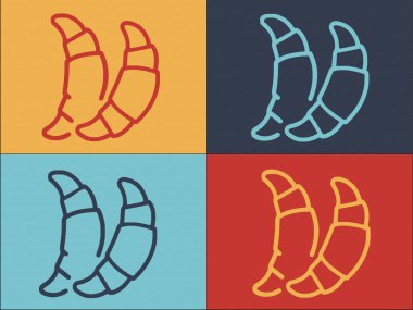 Kruvasan Logo Şablonu, Basit Düz Pasta Simgesi, Yiyecek, Fırın