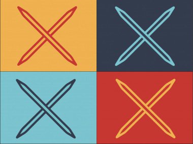 Çapraz Kürdan Logo Şablonu, Basit Düz Bayrak Simgesi, Sembol, Kürdan