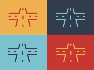 Kavşak Logosu Şablonu, Basit Düz Yol Simgesi, Kavram