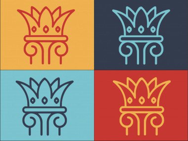 Crown Müzayede Logosu Şablonu, Logonun Basit Düz Simgesi Açık Artırma, Crown