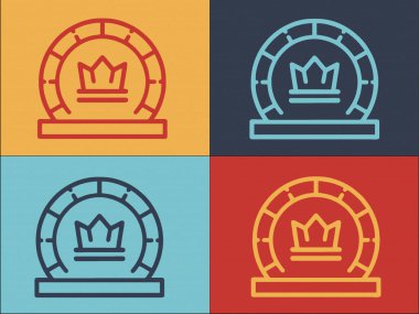 Crown Coin Logo Şablonu, Crown, Coin, Vector 'un Basit Düz Simgesi